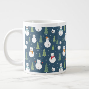 Snowman Cats Holiday Pattern Jumbo-Tasse