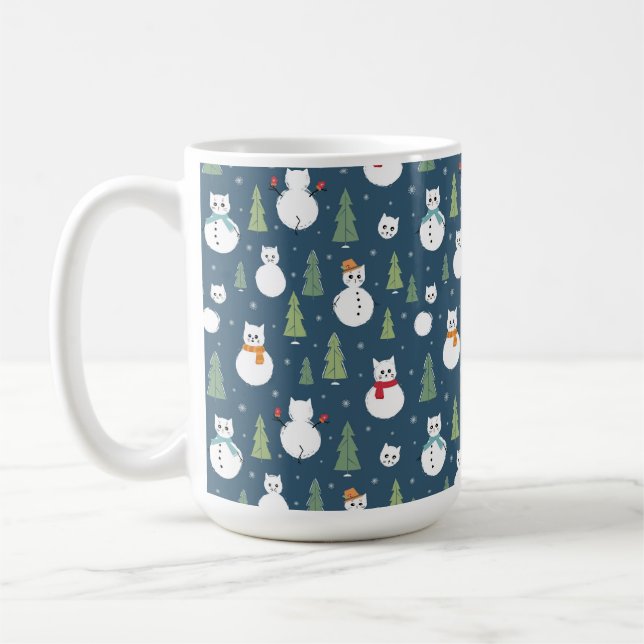 Snowman Cats Holiday Pattern Kaffeetasse (Links)