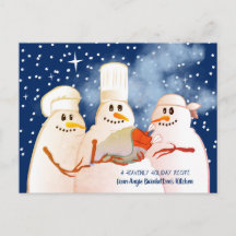 Snowman Chef Cooking Baking Holiday recipe card