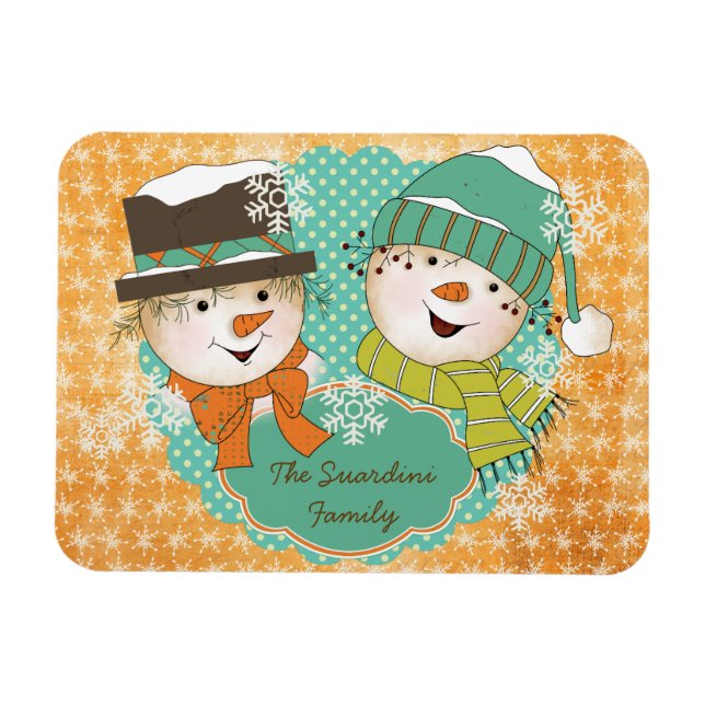 Snowman Christmas 2 Personalisiert Flexi Magnet (Horizontal)