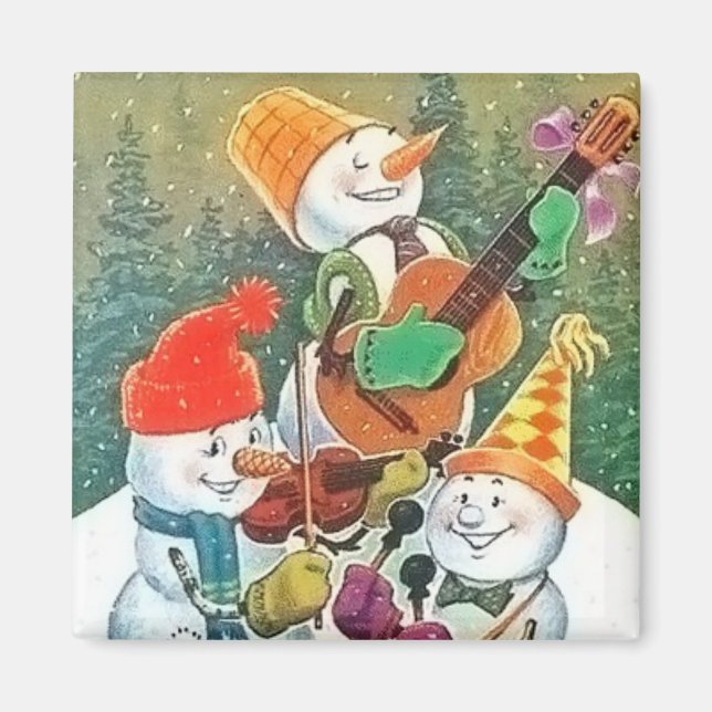 Snowman Christmas Band Vintag Magnet (Vorne)