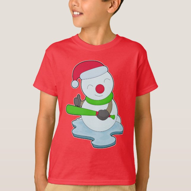 Snowman Christmas Baseball T-Shirt (Vorderseite)