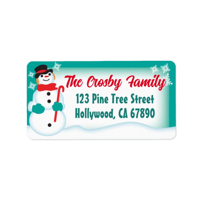 Snowman Christmas Card Address Labels Adressaufkleber (Vorne)