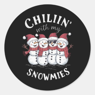 Snowman Christmas Chillin mit meinen Snowmies-Gesc Runder Aufkleber