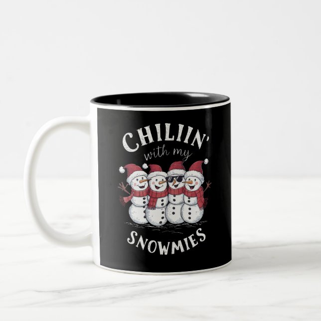 Snowman Christmas Chillin mit meinen Snowmies-Gesc Zweifarbige Tasse (Links)