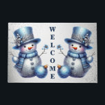 Snowman Christmas Elegante Winterferien Fußmatte<br><div class="desc">Schneemann Weihnachten Elegante Winterurlaub Doormat. Einzigartiges,  schönes,  stilvolles Design. Leicht personalisiert zu sein. Schriftart Stil,  Größe und Farben können geändert werden. Matching-Elemente sind verfügbar.</div>