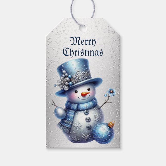 Snowman Christmas Elegante Winterferien Geschenkanhänger (Vorderseite)