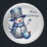 Snowman Christmas Elegante Winterferien Pappteller<br><div class="desc">Schneemann Weihnachten Elegante Winterurlaub Papier Teller. Einzigartiges,  schönes,  stilvolles Design. Leicht personalisiert zu sein. Schriftart Stil,  Größe und Farben können geändert werden. Matching-Elemente sind verfügbar.</div>