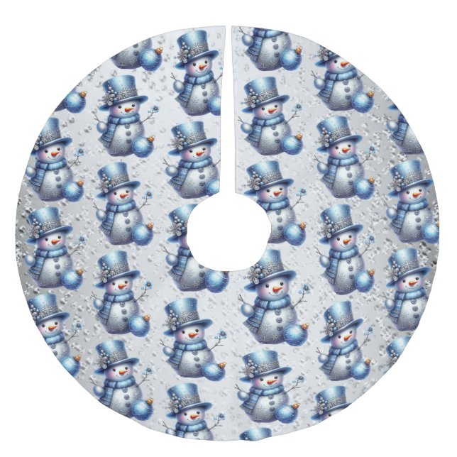 Snowman Christmas Elegante Winterferien Polyester Weihnachtsbaumdecke (Vorderseite)