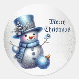 Snowman Christmas Elegante Winterferien Runder Aufkleber
