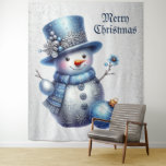 Snowman Christmas Elegante Winterferien Wandteppich<br><div class="desc">Schneemann Weihnachten Elegante Winterurlaub Tapestry. Einzigartiges,  schönes,  stilvolles Design. Leicht personalisiert zu sein. Schriftart Stil,  Größe und Farben können geändert werden. Matching-Elemente sind verfügbar.</div>