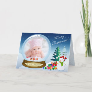 Snowman Christmas FOTO Snow Globe Card Feiertagskarte