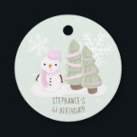 Snowman Christmas Geschenkanhänger<br><div class="desc">Snowman Christmas Celebrate your child's winter birthday with this cute and snowman wearing a pastel pink knitted hat and scarf. This theme is ideal for your little one’s winter birthday or kid’s Christmas party. Design is completely customizable. Check out the coordinating stationery and ohrs.</div>
