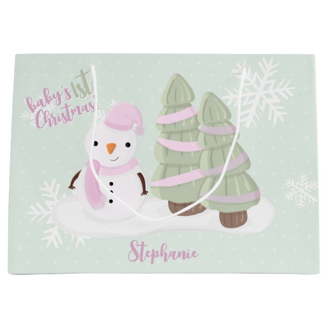 Snowman Christmas Große Geschenktüte (Vorderseite)