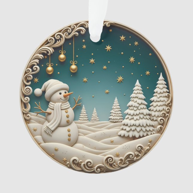 Snowman Christmas Ornament 2025 – Classic Carved (Vorderseite)