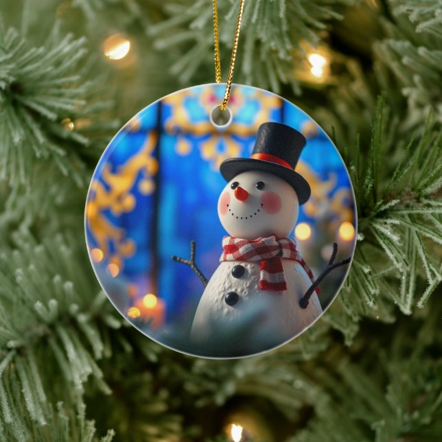 Snowman Christmas Ornament Faux Stained Glass (Baum)