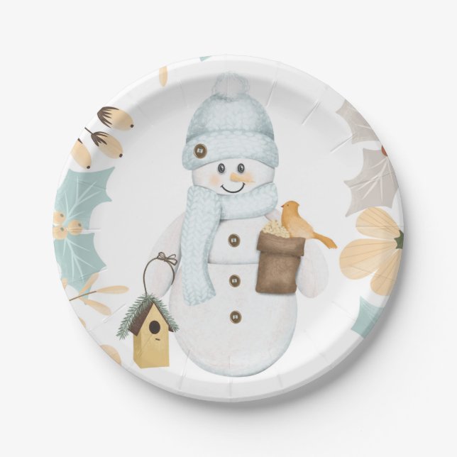 Snowman Christmas Paper Plate | Feiertag Pappteller (Vorderseite)