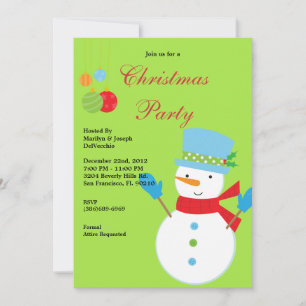 Snowman Christmas Party Holiday Invite Einladung