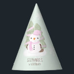 Snowman Christmas Partyhütchen<br><div class="desc">Snowman Christmas Celebrate your child's winter birthday with this cute and snowman wearing a pastel pink knitted hat and scarf. This theme is ideal for your little one’s winter birthday or kid’s Christmas party. Design is completely customizable. Check out the coordinating stationery and ohrs.</div>