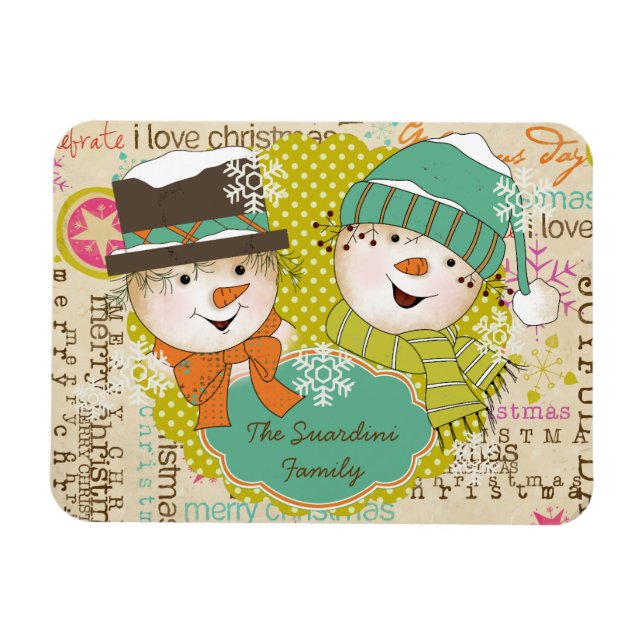 Snowman Christmas Personalisiert Flexi Magnet (Horizontal)
