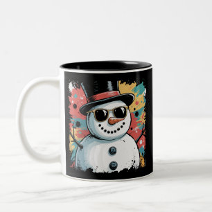 Snowman Christmas Pinselstrich Spritzer Cool Winte Zweifarbige Tasse