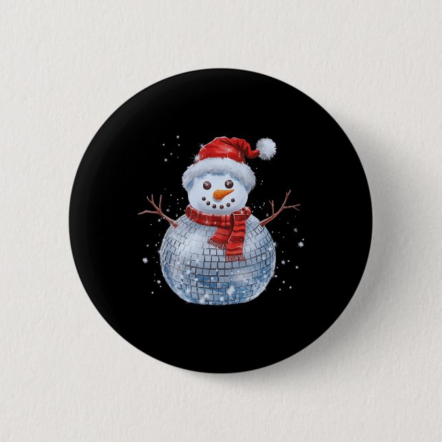 Snowman Christmas Retro Weihnachtsmannmütze Disco Button (Vorderseite)