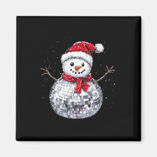 Snowman Christmas Retro Weihnachtsmannmütze Disco Magnet