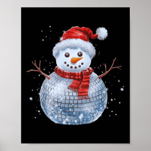 Snowman Christmas Retro Weihnachtsmannmütze Disco Poster