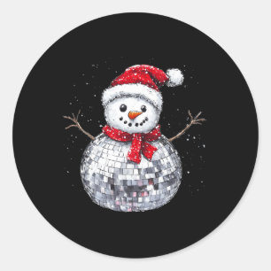 Snowman Christmas Retro Weihnachtsmannmütze Disco Runder Aufkleber