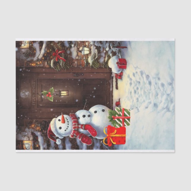 Snowman Christmas Scene Seidenpapier (Vorderseite)