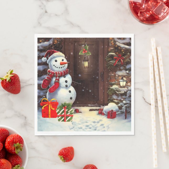 Snowman Christmas Scene Serviette (Beispiel)