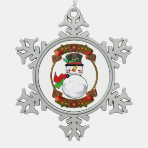 Snowman Christmas Schneeflocken Zinn-Ornament