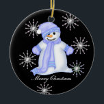 Snowman Christmas Snowflakes Keramikornament<br><div class="desc">Cute New Ornament featuring A Cute Snowman.</div>