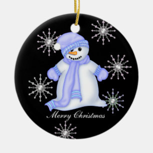 Snowman Christmas Snowflakes Keramikornament