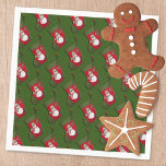 Snowman Christmas Stocking Tiled Pattern Serviette<br><div class="desc">Dieses Weihnachtsservikdesign zeigt ein gefliestes Foto eines roten und grünen Strumpfs mit einem bezaubernden Schneemann, der in einem saisonalen karierten Schal gekleidet ist, und einem Hut-Set auf grünem Hintergrund. Klicken Sie auf Anpassen, um Text in einer Schriftart, Farbe und Größe hinzuzufügen, die Sie bevorzugen. Das Design ist auch in einem...</div>