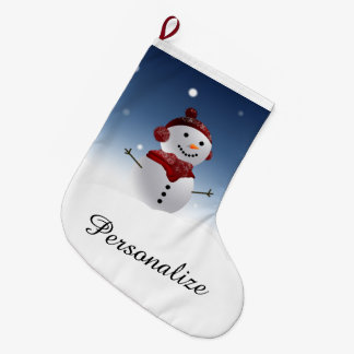 Snowman Christmas Strumpf - Personalisierter Name Großer Weihnachtsstrumpf
