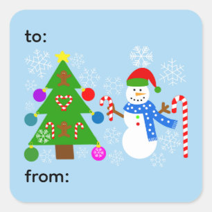 Snowman & Christmas Tree #2-3 Stickers
