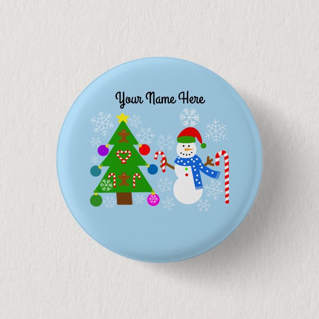 Snowman & Christmas Tree #2 Button (Vorderseite)