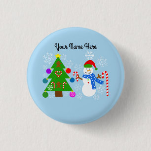 Snowman & Christmas Tree #2 Button