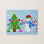 Snowman & Christmas Tree #2 Jigsaw Puzzle<br><div class="desc">Snowman & Christmas Tree #2</div>