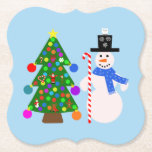 Snowman & Christmas Tree #3 Paper Untersetzer<br><div class="desc">Snowman & Christmas Tree #3</div>