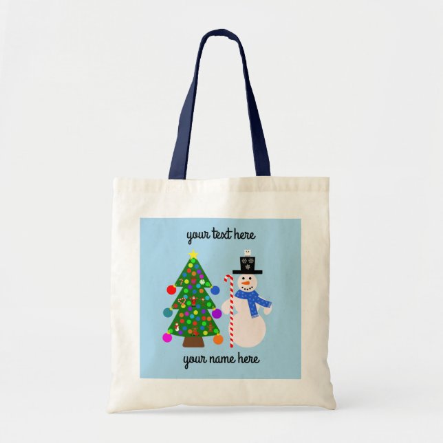 Snowman & Christmas Tree #3 Tote Bag Tragetasche (Vorne)