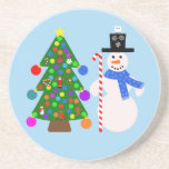 Snowman & Christmas Tree #3 Untersetzer<br><div class="desc">Snowman & Christmas Tree #3</div>