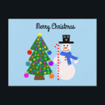 Snowman & Christmas Tree #4-2 Postkarte<br><div class="desc">Snowman & Christmas Tree #4</div>