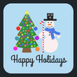 Snowman & Christmas Tree #4-2 Stickers<br><div class="desc">Snowman & Christmas Tree #4</div>