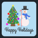 Snowman & Christmas Tree #4-2 Stickers<br><div class="desc">Snowman & Christmas Tree #4</div>