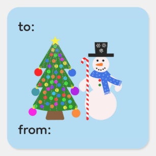 Snowman & Christmas Tree #4-3 Stickers