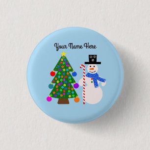 Snowman & Christmas Tree #4 Button