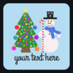 Snowman & Christmas Tree #4 Stickers<br><div class="desc">Snowman & Christmas Tree #4</div>