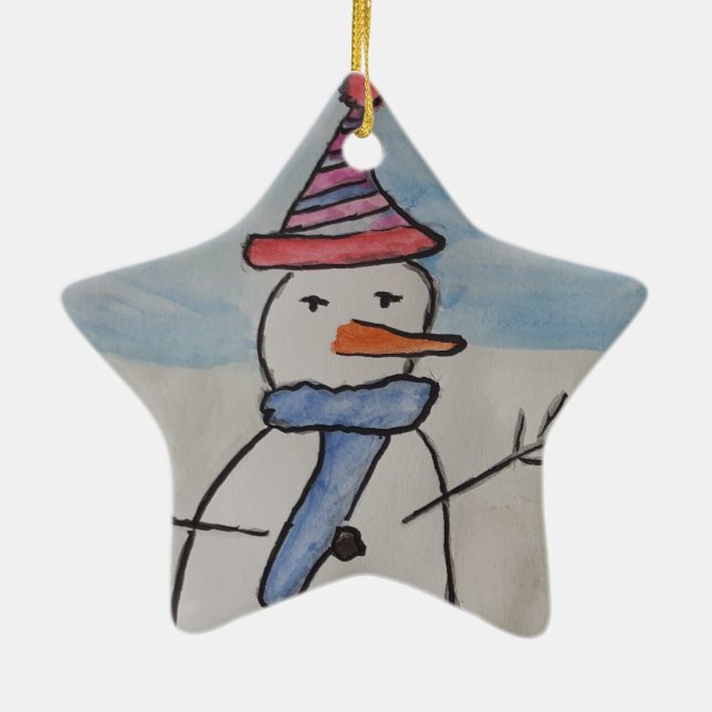 Snowman & Christmas Tree Keramik Ornament (Hinten)